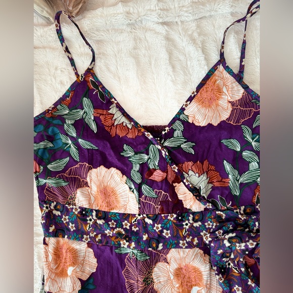Band of the Free Margaux Purple Mixed Floral Mini Dress NWT Size L Boho Western - Picture 4 of 10
